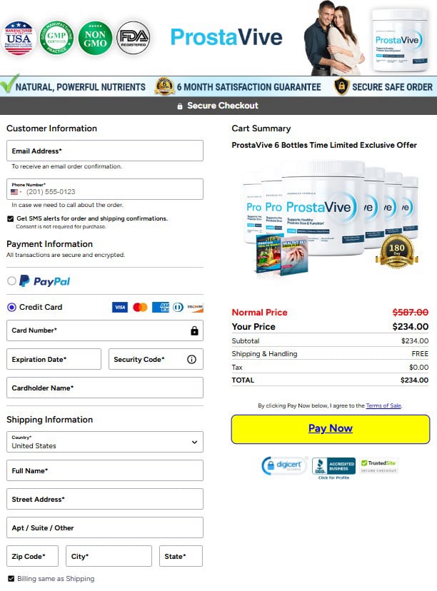 Prostavive - secure checkout